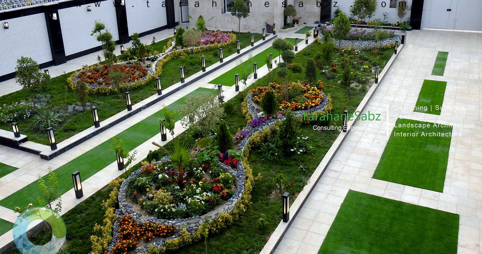لنداسکیپ و محوطه سازی و طراحی کاشت باغ ویلا | طراحان سبز